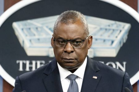 Lloyd Austin pauses while speaking during a media briefing at the Pentagon Nov. 17, 2021, in Washington. (Alex Brandon/AP)