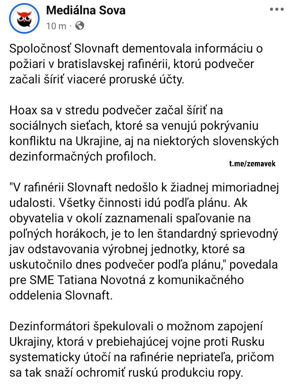 Foto: Facebook / Mediálna sova